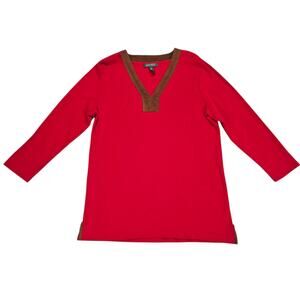 Lauren Ralph Lauren Shirt  Womens Size XL Red Brown Tunic Top Casual Career